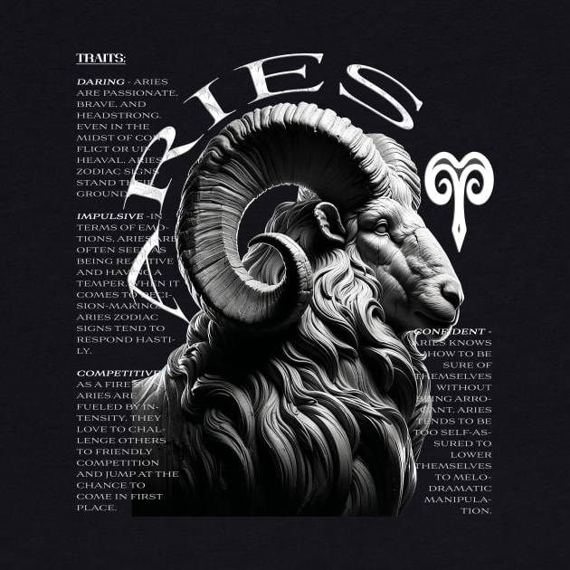 Bold Aries Zodiac Ram & Fire Element by Deadpan Couture